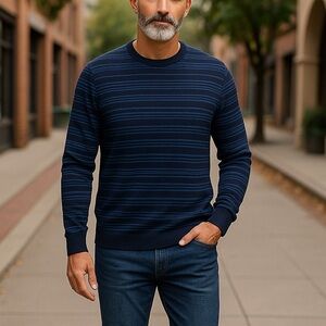 ❄️ JOE Joseph Abboud | Navy Space Dye Stripe Slim Fit Size XXL